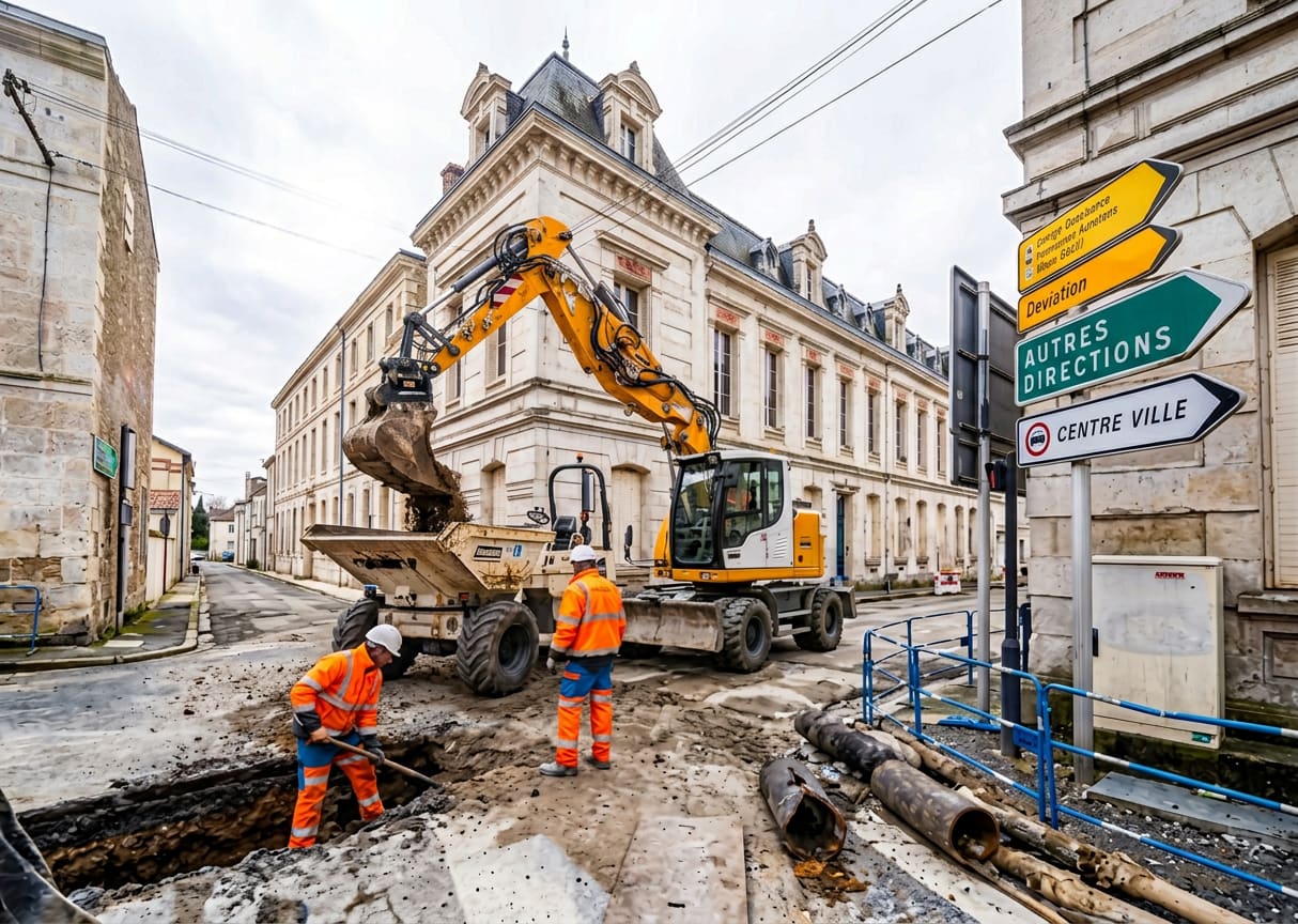 Chantier en centre-ville de Niort, dans les Deux-Sèvres
