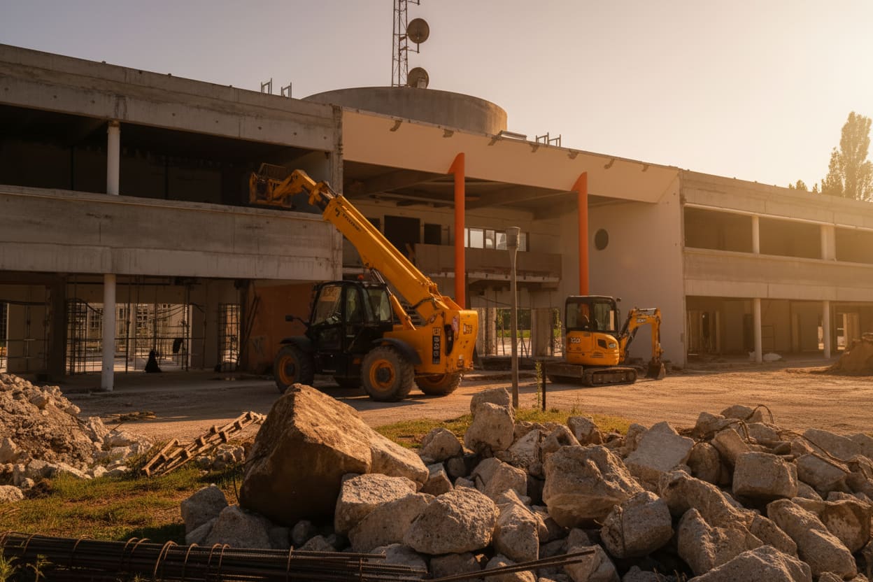 Chantier de la médiathèque à Challans, en Vendée